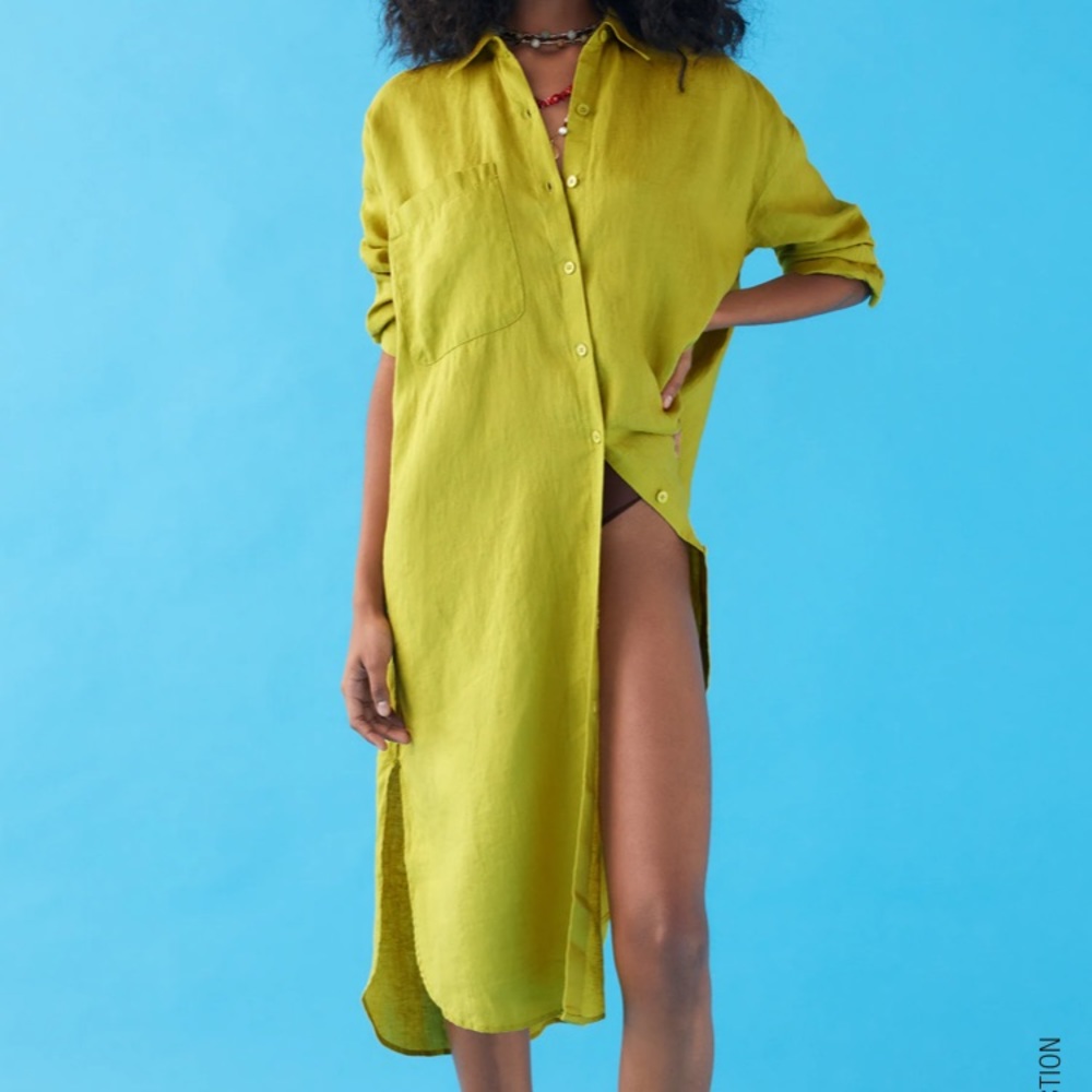 Zara Oversized Long Linen Shirt